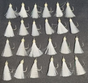 24 Crimped Nylon Pompano Jig Teasers: White - Picture 1 of 2