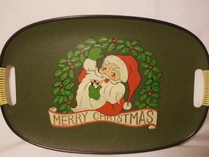 Bandeja para servir Papá Noel para fumar Feliz Navidad Retro plato de vacaciones de colección - Imagen 1 de 11