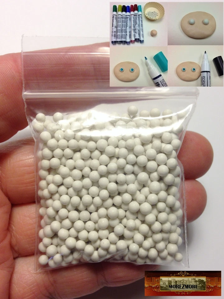 M00919 MOREZMORE Ojos Bolas de Porcelana 3mm Bolas Blancas Globos de Ojos Muñeca Títere Foto 1 de 1