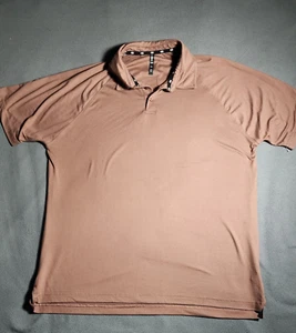 Leg3nd Shirt Men XL Brick Brown Polo Short Sleeve Collar Quarter Buttons - Foto 1 di 15
