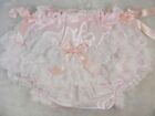 Adult Baby Sissy Pink Satin Diaper Cover Panties Fancydress Cosplay Op Lining