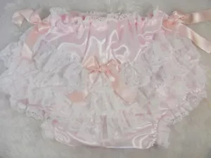 ADULT BABY SISSY pink satin DIAPER COVER PANTIES FANCYDRESS COSPLAY op lining - Picture 1 of 4