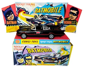 NIKKO Sound & Light π¦ 1:32 Batman Classic TV BATMOBILE in Repro CORGI 267 Box - Picture 1 of 15