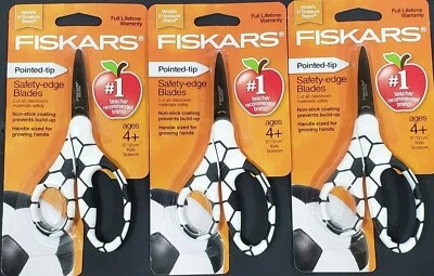 Fiskars 5 Inch Kids Scissors  Ages 4+  Pointed Tip, Safety Edge Blades Soccer - Image 1 of 4