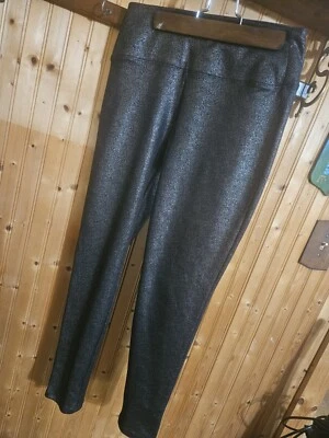 Apt 9 Faux Leather Pants Med Black Shiny Glitzy 27" Inseam Ex Used Cond 10521☆ - Imagem 1 de 4