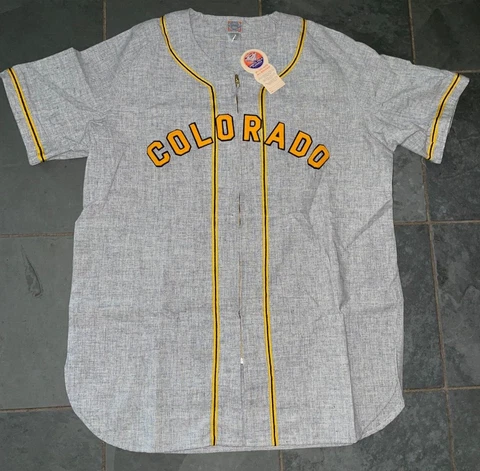 NWT Ebbets Field Flannels 1958 COLORADO BUFFALOES #5 Basebal Jersey LARGE WOOL Cover