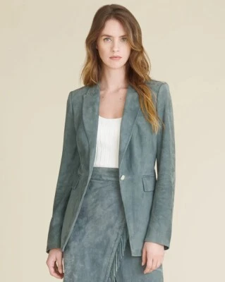 Veronica борода длинный и постный замшевый Dickey куртка в сланец синий - размер 0 - Изображение 1 из 4