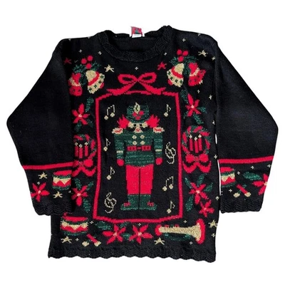 Suéter Vintage Cascanueces Feo Navidad Mujer Mediano Vacaciones Festivo Brillo Foto 1 de 4