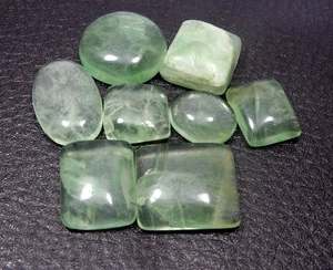 Natural Mixed Cut Green Fluorite Cabochon Loose Gems 8 Pcs 183.30 Ct - Picture 1 of 3