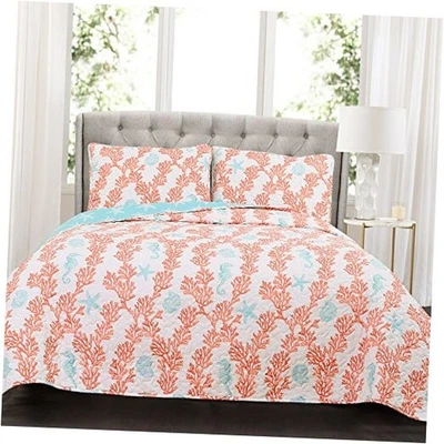  Juego de edredón Dina King azul/coral Foto 1 de 4