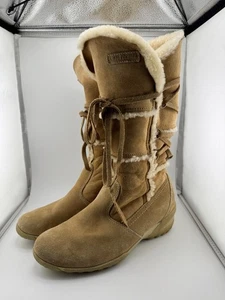 Vintage Tecnica Womens Winter Snow Boots Brown Suede Faux Fur Lined Tie Size 8 - Picture 1 of 8