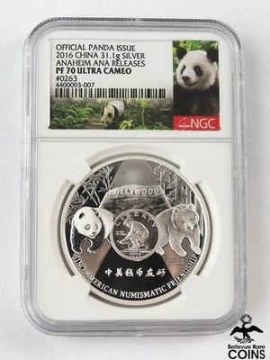 2016 China Official ANA Releases .999 Silver 1oz PANDA Medal NGC PF70 Ultra Cam - Image 1 of 4