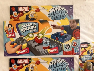 2 Hydro Pods Marvel Clash & Splash Duel Battle Set SpiderMan Starter Pack Nuevo Foto 1 de 4