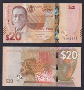 Belize 20 Dollars Banknote 2025 P.-W76 FDS/UNC - Picture 1 of 2