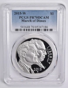 PR70 2015-W DCAM March of Dimes Commemorative Dollar $1 PCGS Blue Lbl *0792 - Picture 1 of 5