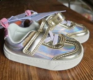 Nuevos Zapatos para Caminar Carter’s Bebé Talla 3 Iridiscentes, Dorados y Plateados Correa Fácil - Imagen 1 de 5