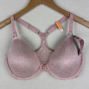 Maidenform Front Close Bra 34DD Pink Padded Lace Racerback Underwire 07112 NWT - Picture 1 of 11