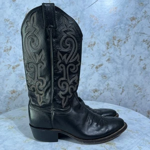 Justin 1409 Herren Größe 7 Schuhe Schwarz Braun Leder Rodeo Western Cowboystiefel - Bild 1 von 12