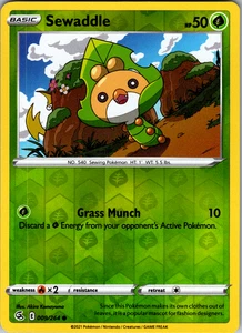 Sewaddle Reverse Holo 009/264 SWSH08: Fusion Strike Common - NM - Picture 1 of 2