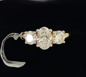 Real 14k Yellow Gold Diamond Ladies Ring Lab Created Women Engagement Wedding - Picture 1 of 7