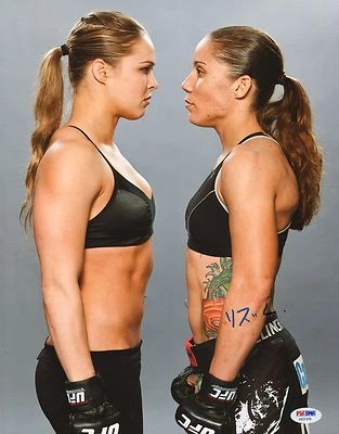 Liz Carmouche Signed UFC 11x14 Photo PSA/DNA COA MMA 157 Picture w/ Ronda Rousey - Image 1 of 4