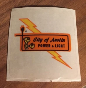 Vintage Mid Century City Of Austin Power & Light Window Decal - Picture 1 of 3