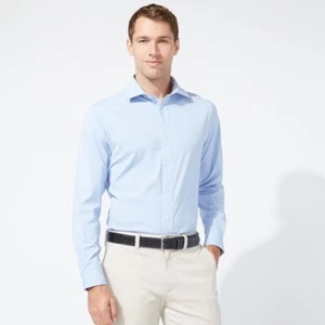 NAUTICA Performance Dress Shirt Classic Fit Light Blue Cotton 17 1/2 -34/35 XL - Picture 1 of 13