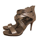 Dkny Iggi Silver Strappy Heels Shiny Metallic Size 7.5