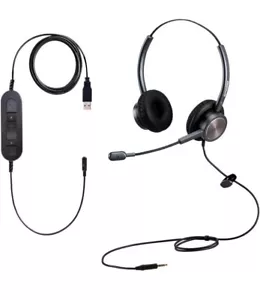 3.5mm to USB Computer PC Headset with Noise Cancelling Microphone 3.5mm... - Picture 1 of 4