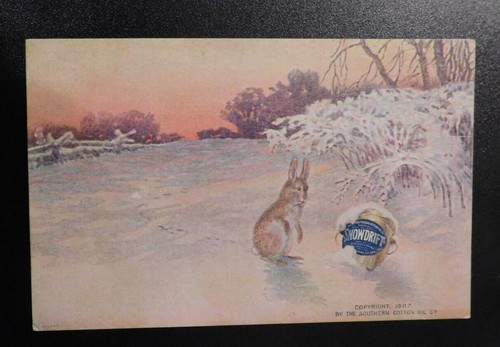 Mint USA Advertising Postcard Southern Cotton Oil Snowdrift Snow Rabbit ...