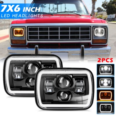 For Dodge W150/250/350 D100/150/250/350 Ram Pair 5x7" 7x6" LED Headlights Z-BEAM - Image 1 of 4