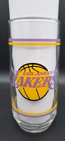 Vintage Los Angeles Lakers 1980's NBA 14oz Drinking Glass Tumbler Cup Cover