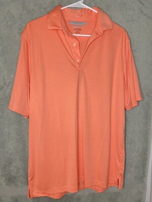 Greg Norman ML75 Play Dry Golf Mens Polo Shirt Size M Orange Striped S Sleeve - Image 1 of 4