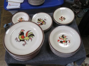 38 PC Vintage Metlox Poppytrail Red Rooster Dishes Plate Bowl Saucer Soup - Picture 1 of 12