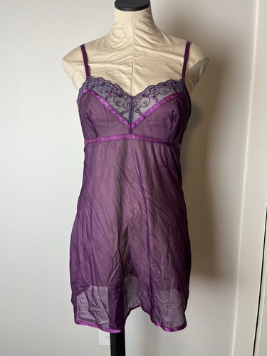 UNDERCOVER Abito slip vintage anni '90 Victoria Secret medio viola trasparente rete ricamata