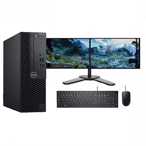 Dell OptiPlex 3060 PC i7 8th Gen 32GB RAM 512GB SSD Win11 2 x 24" Monitors - Picture 1 of 12