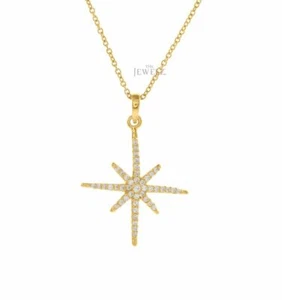 Collar Colgante Oro 14K 0.35 CT VS/F-G Diamante Starburst Dije - The Jewelz - Imagen 1 de 3