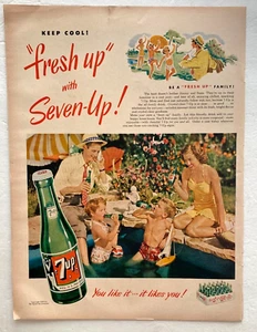 7up  Seven-Up Vintage Print Ad Fresh up Family Pool  10.5x 14 In - Picture 1 of 2