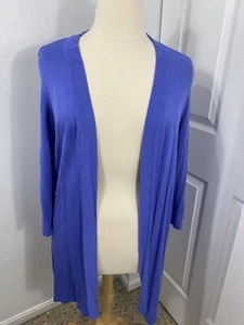 Chicos 3 XL Open Cardigan Blue Artsy  Rayon Nylon Layer New - Picture 1 of 11
