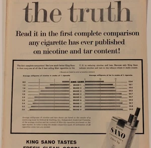 1958 Vintage Life Magazine Print Advertising "SANO Cigarettes" "The Truth" - Picture 1 of 2