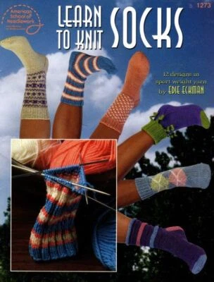 LEARN TO KNIT SOCKS 12 DESIGNS IN SPORT WEIGHT YARN - Image 1 of 2