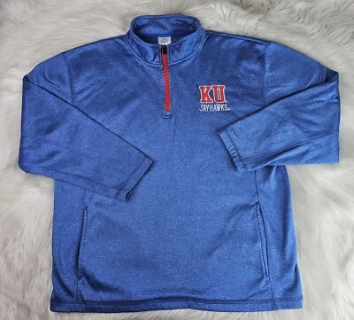 Kansas Jayhawks Mens (L) Sweater 3/4 Zip Rivalry Threads  - Image 1 of 4