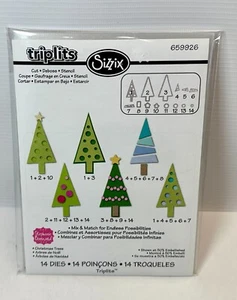 Nuovo Sizzix Thinlits TRIPLITS Stephanie Barnard ALBERI DI NATALE 14 fustelle #659926 - Foto 1 di 3