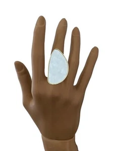 Weiß Acryl geometrische Form lässig Spaß Alltag verstellbar Statement Ring - Bild 1 von 2