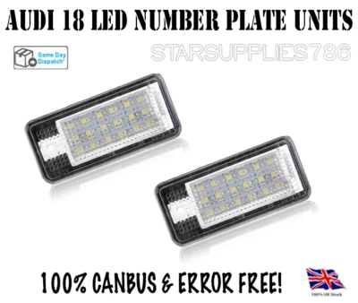 2X CANBUS AUDI REAR NUMBER PLATE LED UNITS 18 SMD ERROR FREE AUDI A3 A4 A6 A8 Q7 - Image 1 of 4
