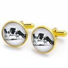 Cufflinks - Dairy Cow White and Black with Gold