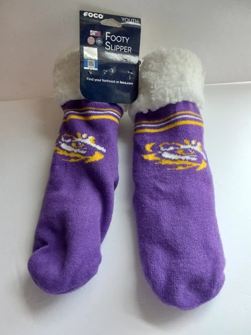 LSU TIGERS YOUTH Footy Slipper Set SIZE Small  New with Tags Non Skid Bottoms Cover