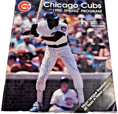 1992 Chicago Cubs Spring Training Program With  Four Autographs on Covers - Image 1 of 4