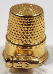 Vintage Lillian Vernon Brass Thimble and Needle Holder/Thread Guide - Picture 1 of 5