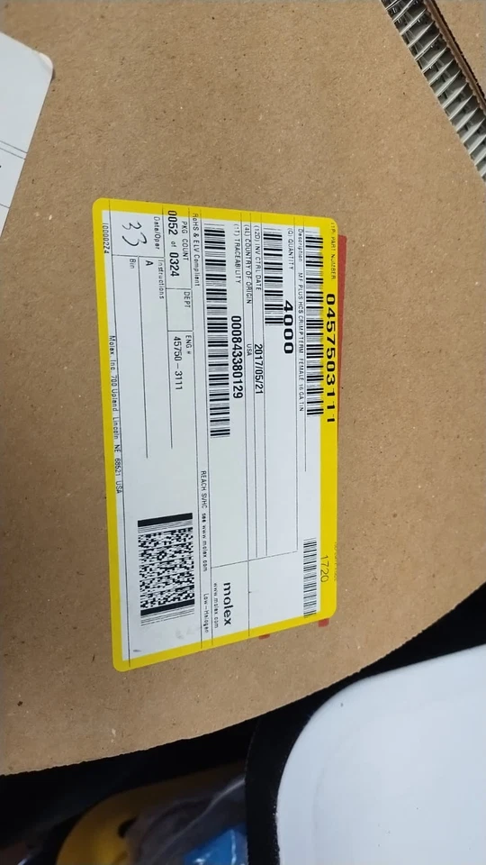 4K RL MOLEX 457503111   Mini-Fit Plus Crimp Term F 16 AWG, Copper  Alloy, Tin - Image 1 of 3